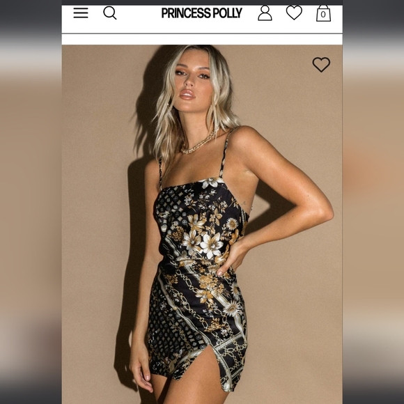 Princess Polly Black and Gold Embellished Slip Mini Dress - Picture 1 of 5